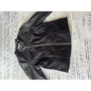 Christopher Banks Black Lace and Faux Leather Jacket Medium